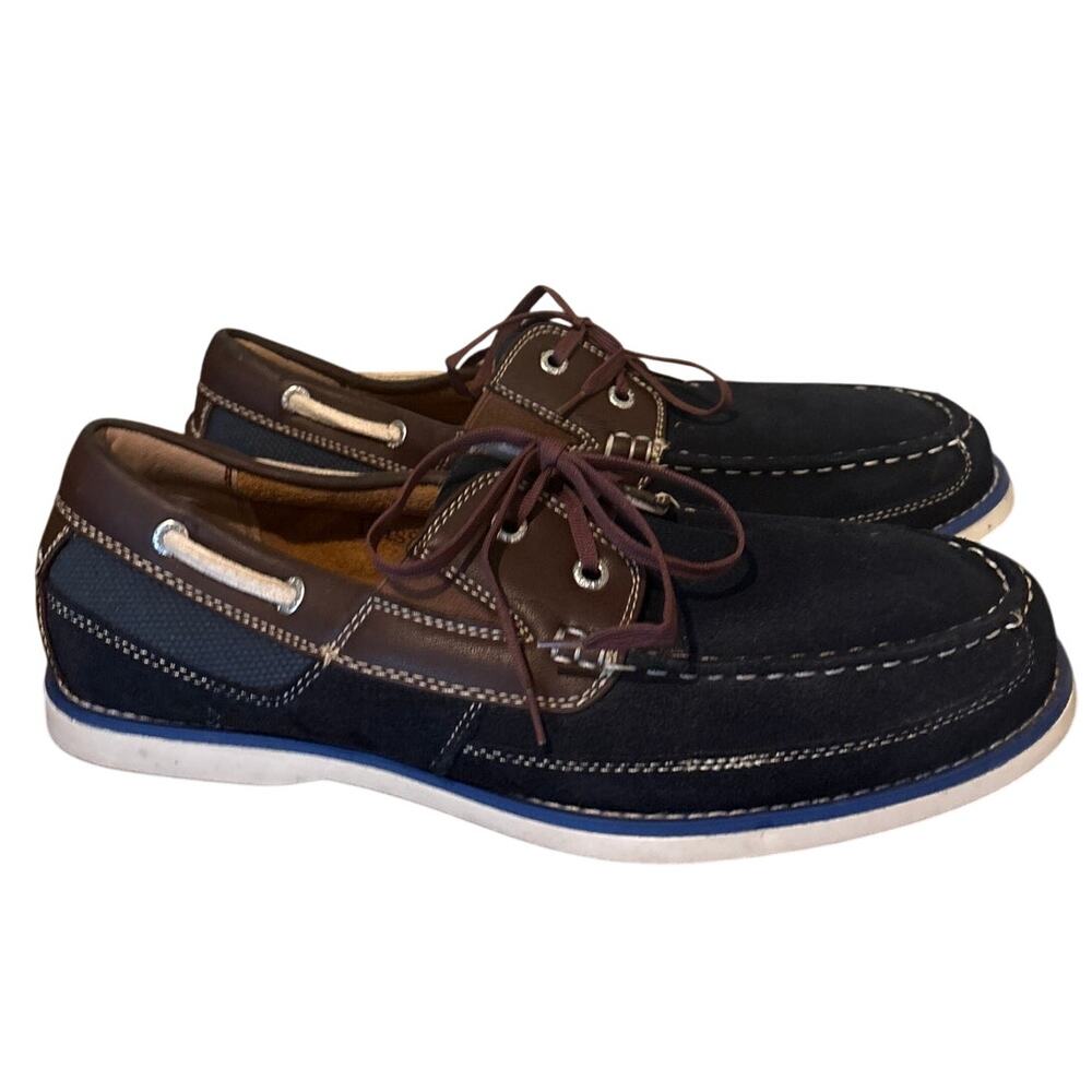 G.H. Bass Hampton Core 2 WW Men's Navy &‎ Brown Leather Boat Shoes Size 10M EUC
